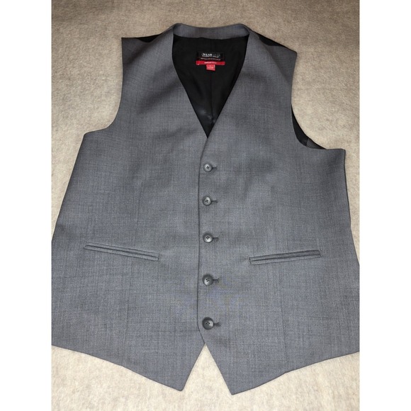 Awearness Kenneth Cole Suit Vest Wool Blend Large Gray Casual 5 Buttons Tieback - Picture 1 of 7